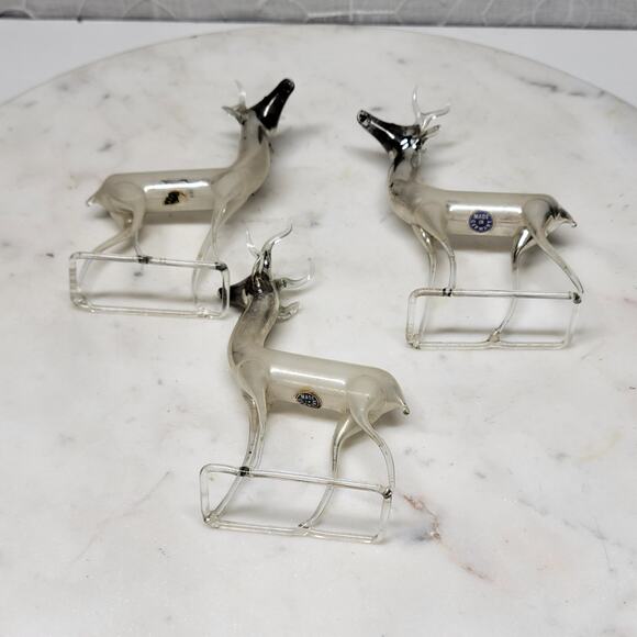 VTG Bimini Reindeer 4.5” Silver Gray Mercury Glass Set of 3 Germany Delicate - Picture 16 of 16